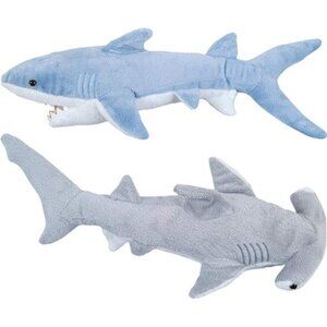 Stuffed Animal Sharks - Pack of 2 Large, 14 inch Mako & 13 inch Plush Shark Toys
